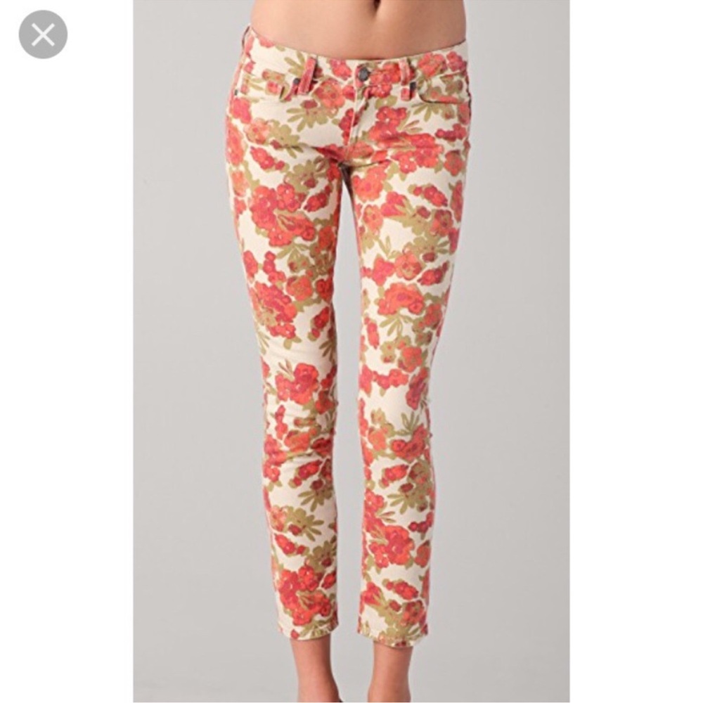 PAIGE FLORAL PRINT JEANS Skyline Ankle Peg 30 EUC - Picture 3 of 11
